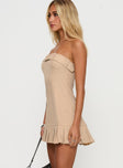 Sesamie Belted Mini Dress Beige