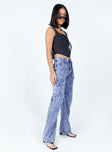 side view of model wearing Princess Polly Miami Vice Pant Dark Wash Denim 