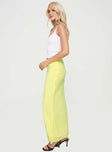   side view of model wearing Princess Polly Herrera Maxi Skirt Yellow Maxi 