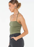 product Princess Polly Sleeveless Square Neck  Halt It Top Green