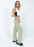 side view of model wearing Princess Polly Lisa-Rosa Pants Green 