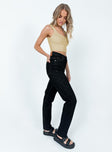 side view of model wearing Princess Polly The Breanne 70s High Rise Jean Black High Waisted 