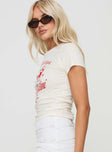 side view of model wearing Princess Polly Let's Have A Dirty Martini Tee White Short Sleeves Crew Neck 