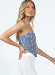 product Princess Polly Sleeveless Sweetheart  In The Moment Strapless Top Blue / White