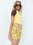   front view of model wearing Princess Polly Thinker Skirt Cotton with Chain Belt Multi Mini Skirts 