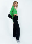 side view of model wearing Princess Polly Jaedyn Jeans Black Mid Rise 