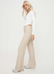 Front view of model wearing  front Princess Polly High Waisted Pants  Montana Knit Pants Cream