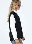 side view of model wearing Princess Polly Antonia Sweater Vest Black Cropped 