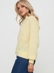 Front view of model wearing  front Sunbeam Cardigan Yellow Princess Polly  Long 