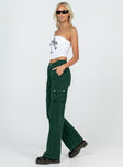 product Princess Polly High Waisted  Paige Mid Rise Cargo Jean Denim Green Tall