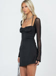 product Princess Polly Plunger  Dyer Sheer Sleeve Mini Dress Black Tall