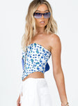 product Princess Polly Sleeveless Sweetheart  In The Moment Strapless Top White / Blue