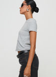 side view of model wearing Princess Polly Alonza Tee Grey Short Sleeves Crew Neck 