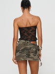 back view of model wearing Princess Polly Zakai Cargo Denim Mini Skirt Camo Mini Skirts 