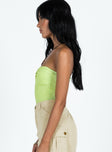 side view of model wearing Princess Polly Bareena Bodysuit Green Sleeveless Asymmetric Neckline 