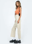 Front view of model wearing  front Princess Polly High Waisted Pants High Waisted Pants High Waisted Pants  Carter Pants Beige