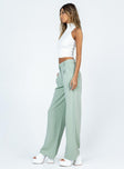 side view of model wearing Princess Polly Archer Pants Green 