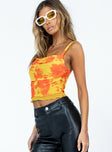 side view of model wearing Princess Polly Summer Nights Top Multi Sleeveless Cowl 