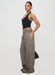 side view of model wearing Princess Polly Paltrow Cargo Pant Washed Brown Petite 