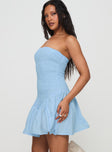 La Pelosa Strapless Mini Dress Blue