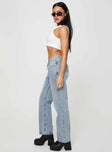 product Princess Polly Low Rise Jeans  Holly Asymmetric Straight Leg Jean Light Wash Denim Lower Impact