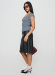 Vietta Faux Leather Midi Skirt Black