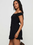 Mirrorball Off The Shoulder Mini Dress Black