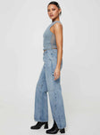 product Princess Polly High Waisted  Rihanna Split Hem Jeans Mid Blue