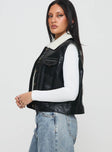 Aldari Faux Leather Vest Black