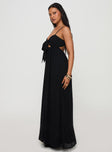 side view of model wearing Princess Polly Granno Maxi Dress Black Sweetheart Neckline 