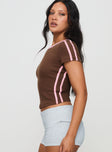 Baseline Rib Tee Brown / Pink