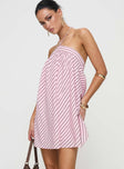 Moonlit Mini Dress Pink Stripe