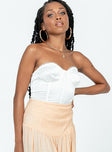 front view of model wearing Princess Polly Rubio Strapless Bodysuit White Sleeveless Sweetheart 