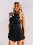 Dollie Linen Mini Dress Black