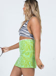   side view of model wearing Princess Polly Jayan Mini Skirt Green 