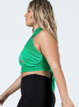 side view of model wearing Princess Polly Evalyn Top Green 