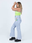 side view of model wearing Princess Polly All The Emotions Denim Jeans Mid Rise 