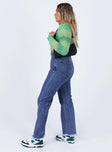 side view of model wearing Princess Polly Reine Yolk Detail Denim Jeans Mid Rise 