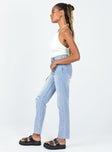 side view of model wearing Princess Polly Evelyn Low Rise Denim Jeans Mid Rise 