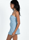 product Princess Polly Asymmetric Neckline  Lars Strapless Mini Dress Blue