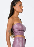 side view of model wearing Princess Polly Motel Eara Corset PU Purple 