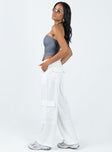 product Princess Polly High Waisted Pants  Luna Mid Rise Cargo Pants White Pinstripe