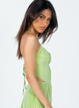 side view of model wearing Princess Polly Julia Plisse Top Green 