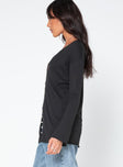 side view of model wearing Princess Polly Macy Cardigan Black Long 