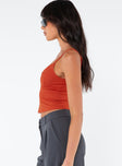 Cami top Slim fitting, adjustable shoulder straps, deep v neckline