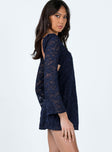 product Princess Polly Square Neck  Eryn Long Sleeve Mini Dress Navy