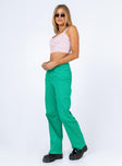 side view of model wearing Princess Polly Arcos Denim Jeans Green High Waisted 