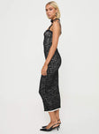 side view of model wearing Princess Polly Fire Away Maxi Dress Black Square Neck 