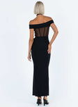 product Princess Polly Asymmetric Neckline  Cassady Off The Shoulder Maxi Dress Black