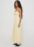 Pearle Shirred Maxi Dress Cream Floral